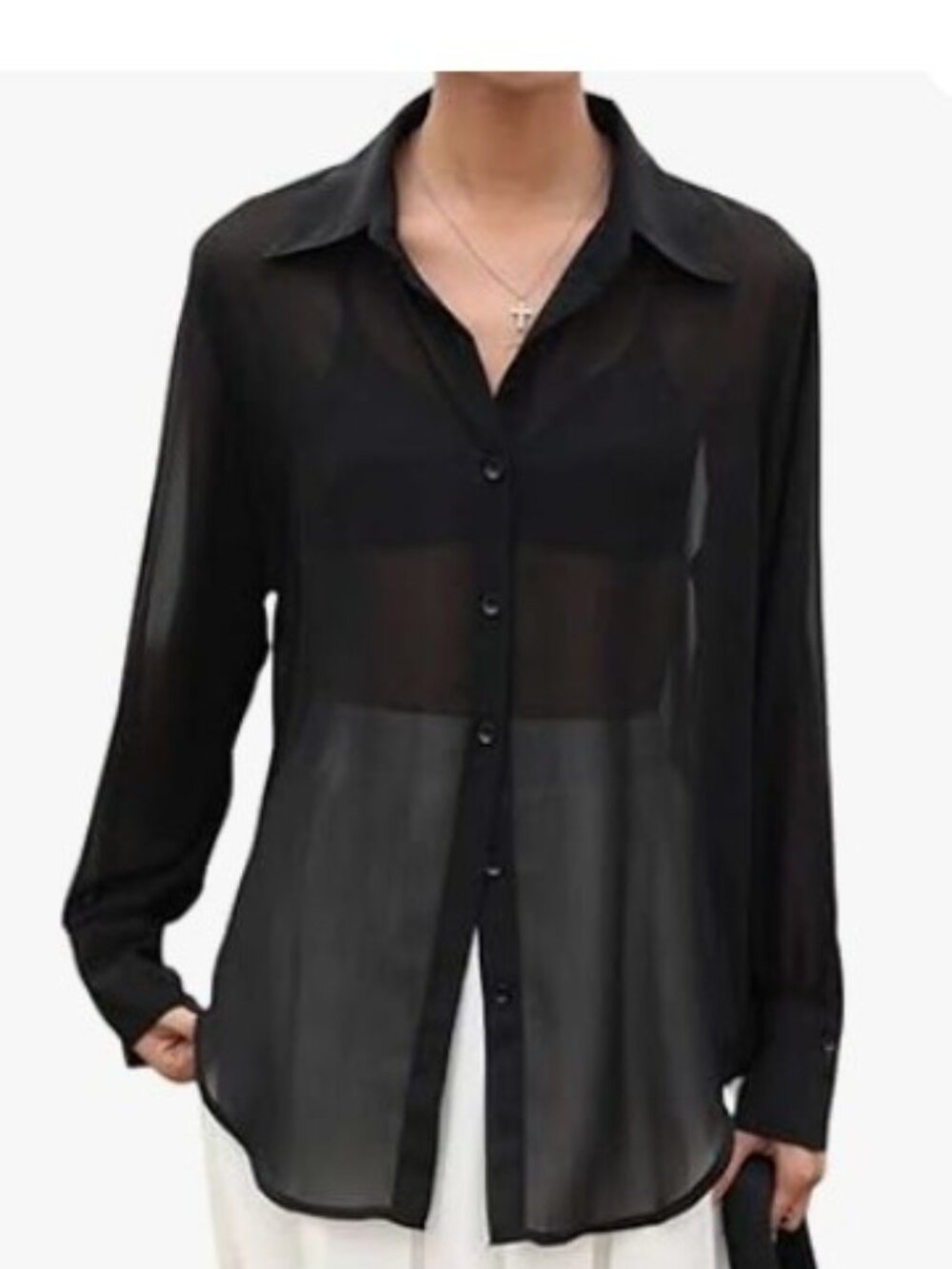 Na-kd Romee Strijd Sheer Long Sleeve Button up Blouse NWOT